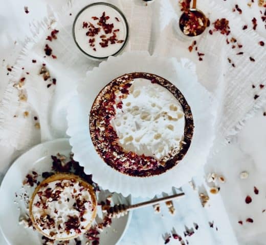 Vegan No Bake Rosewater and Vanilla Bean Cheesecake